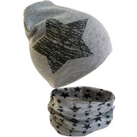 Spring Autumn 2PCS Baby Beanie Hat Scarf Stars Print Warm Toddler Hat Scarf for Girls and Boys Infant Hats Set Kids Skull Caps