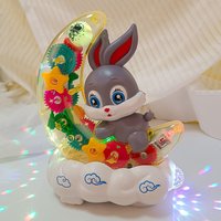 Kids Electric Bunny Toy Car Moving Light Music Universal Wheel Transparent Gear Obstacle Avoidance Cute Gift Toy
