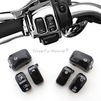 Motorcycle 6PCS Black Hand Control Buttons Switch Caps Cover For Harley Dyna Convertible FXDS Sportster Custom XL1200C1996-2013