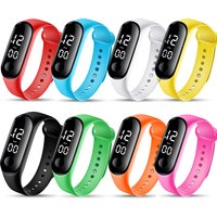 8pcs Children Watches for Girls Rubber Strap Waterproof School Student LED Watch Women Sports Men Digital Clock