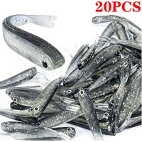 20PCS Fishing Lure Kit Fork Tail Swimbaits Soft Plastic Fishing Lures for Saltwater Freshwater Fishing Bass Lure Baits Set