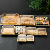 Disposable Packaging Box, Rectangular Tableware, Gold Plate, Paper with Lid, Salmon, Sushi, High Grade, Food Tool Containers