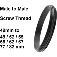 Male Thread to Male Thread Screw Adapter 49mm - 49 52 55 58 62 67 77 82 thread pitch 0.75mm Macro Photography Mount Adapter Ring