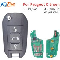 FeiFan 46/4A Chip 433MHZ HU83 VA2 Flip Remote Folding Card Key For Citroen C-Elysee C4-Cactus Peugeot 208 2008 301 308 508 5008