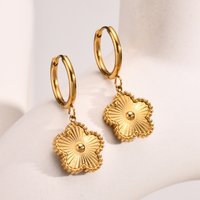 Stainless Steel Flower Drop Earrings for Women, Fashion 18K Gold Plated Not Fade Satement For Sensitive Ears