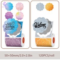 50mm Flower Shape Color Thermal Label Paper Printable Adhesive Paper Gift Tags Self-Adhesive Stickers Use for Portable Printer