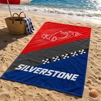 Silverstone F1 Race Car Checkered Flag Beach Towel Large Absorbent Microfiber Towel for Motorsport Racing Fans
