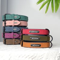 Personalized PU Leather Dog Collar Soft Padded Pet Dog Collars Engraved Name Paw Durable Necklace for Small Medium Large Dogs