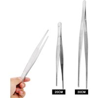 20CM/30CM Toothed Tweezer Home Medical Garden Kitchen BBQ Tool Long Barbecue Food Tong Straight Tweezer Stainless Steel