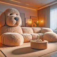Internet celebrity teddy dog animal sofa living room two-dimensional sofa creative size apartment fabric plush sofa