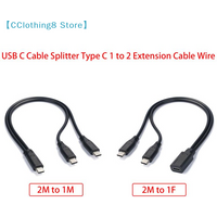USB C Cable Splitter Type C 1 To 2 Extension Cable Wire For PC Phone Tablet 15W 3A Power Adapter Cord Charging Converter 【AliS8】