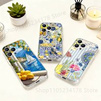 European Amalfi Coast Lemon Clear case suitable for iPhone 11 12 13 14 15 16 17 Pro Max Plus X XS XR SE E Mini Protective Case