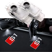 2PCS LED Car Door Welcome Shadow Courtesy Atmosphere Lights for Audi S1 Logo Projector Ghost Emblem Lamps Auto Accessories