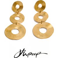 Yhpup Stainless Steel Metal Round Hollow Long Drop Earrings 18K Gold Color PVD Plated Daily Fashion Charm Jewelry Wholesale