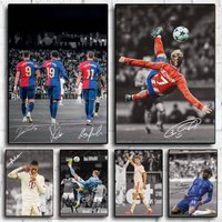 1PC Famous Soccer Sports Football Star Poster Self-adhesive Art Waterproof Paper Sticker Coffee House Bar Room Wall Decor
