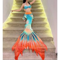 Parent-Child Mermaid Diving Hot Gold Mermaid Tail Swimsuit Oceanarium Photo Bright Children'S Swimming Fish Tail Suit