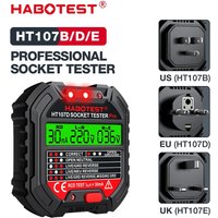 Habotest HT107 Pro Socket Tester A Comprehensive Tool for Voltage, RCD 30mA, UK/EU Plug Grounding, Zero Line, Polarity and Phas