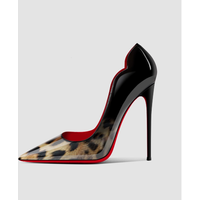 New 12cm leopard print high heels for women, with a slim heel design that is niche, plus size, and sexy pointed single shoes