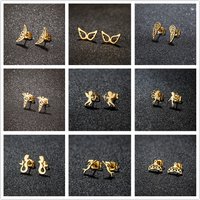 Women's Angel Wings Earrings Small Gold Color Stainless Steel Wing Stud Trendy Love Animal Jewelry Gift for Party