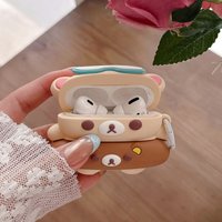 Cute 3D Cartoon Rilakkuma Case Soft Silicone Shockproof Protective Cover for AirPods 4 Pro Pro 2 Pro 3 Kawaii Gift for Girls