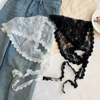 2026 Elegant Black White Lace Head Scarf Korean Dainty Multi Purpose Triangle Wrap for Women Girls Chic Headband Daily Wear