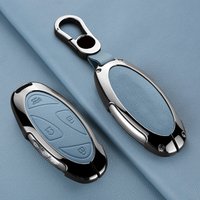 Zinc Alloy Leather Car Key Cover, For Hyundai Kona Ev Grandeur GN7 IONIQ 6 2023 2024, Protected Keychain Bag, Car Accessories