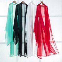 Chinese Large Sleeve Shirt Tang Dynasty Thin Chiffon Classical Folk Dance Clothes Cosplay Stage Costume Ancient Hanfu Cardigan