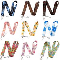 Vintage Floral Phone Lanyard Neck Strap Flower Print Keychain ID Card Badge Holder Anti-lost Phone Hanging Rope Accessories