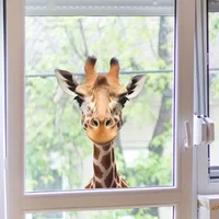1pc 3D Cute Giraffe Head Creative Window Film Window Sticker Animal Window Glass Static Sticker Home Decoration Sticker