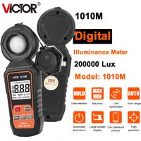 VICTOR Digital Illuminance Meter Light Meter Handheld Ambient Temperature Measurer with Range up to 200,000 Lux Luxmeter