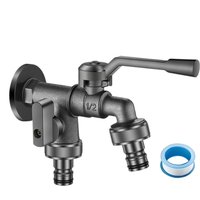 Heavy Duty Anti-Freeze 2-Way Garden Water Faucet Outdoor Tap for Car Washing Flower Irrigation Pet Grooming, Pro & Homeowners