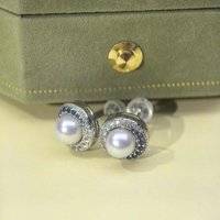 Exquisite, and high-end AAAA5-6mm natural pearl earrings with sunflower earrings 925s
