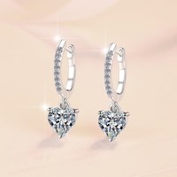 Heart Earrings Women's 1CT Moissanite PT950 Platinum - Platinum heart earrings, 1CT brilliance, temperament enhancer