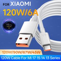 120W Type C Cable 6A 100w 90W USB Turbo Fast Charging For Xiaomi Mi 17 15 14 13 12 Pro 15T 13T 12T Redmi Note K60 POCO F5 X7