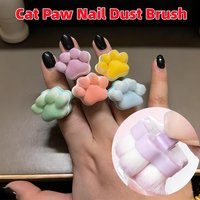 1Pcs Cute Fluffy Cat's Paw Nail Dust Brush Portable Ring Shaped Nails Cleaning Brushes for Makeup Manicure Powder Dusting Tools