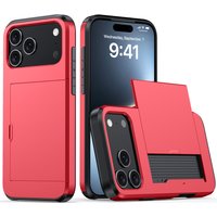 Heavy Duty Phone Case for IPhone 17 16 Plus 15 Pro 15 14 13 12 11 Pro Max Wallet Card Holder Slide Hard PC Protective Cover