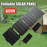 60W Portable Foldable Solar Panel Folding Cell Type C USB 12V DC Solar Charger Outdoor Power Supply for Camping and Mobile Phone