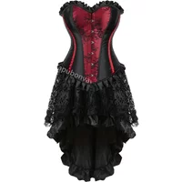 Corset Dresses for Women Tutu Skrits Set With Lace Costume Party Sexy Burlesque Ladies Basques Outfit Plus Size Gothic Red