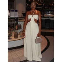 Nibber Ruched Elegant Baggy Jumpsuits Woman Lace-Up Halter Off Shoulder Backless Hot Girls Hollow Prom Party Sexy Style Overalls