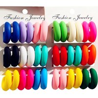 9Pair/Set Korean Geometric Acrylic Hoop Earrings for Women Mulicolor Circle Heart Huggies Earring Statement Jewelry Lightweight