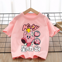 Star Kirbys Cotton T-Shirt Cartoon Anime Tees Fashion Pink Printed Tops Summer Breathable Casual Sport Clothes Birthday Gift