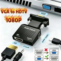 Full HD 1080P VGA to HDMI-Compatible Adapter Male to Female HDTV to VGA for PC Laptop to HDTV Projector Audio Video Converter