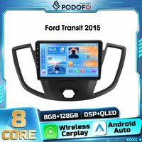 Podofo 8-rdzeniowy odtwarzacz samochodowy Android 2din do Forda Transita 2015, odbiornik autoradio FM RDS Bluetooth WIFI DSP, bezprzewodowy Carplay, Android Auto, nawigacja GPS