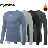 YKYWBIKE Herren Fahrrad-Unterhemd, Winter-Herbst-Wärme-Langarmshirt für Rennrad, MTB Thermo-Reittrikot