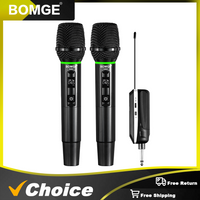 BOMGE Professional Handheld Rechargeable Metal Wireless Microphone Low Latency Suitable Mic for Singing Karaoke and Parties.