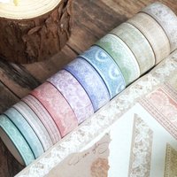 12-roll Lace Washi Tape Set,Morandi Color , Decorative Tape for Journals Scrapbooking, DIY Craft Supplies,Stationery Accessories