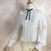 Preppy Style Kawaii Blouses Japanese Lolita Shirt White Sweet Women Cute Lace Ruffle JK Shirts Girls Long Sleeve Blusas