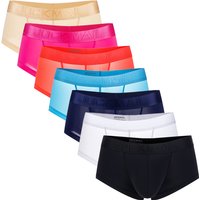 7pcs/lot JOCKMAIL Brand Men's Underwear Sexy Semi-Sheer Ice Silk Boxer Briefs Microfiber Breathable Care U-bump Male Shorts