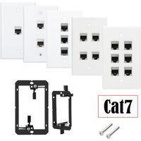 115 * 70 Mm Ethernet Wall Plate, 1-6 Port Port CAT7 Keystone Female To Female Wall Plate-White Face Plate ABS