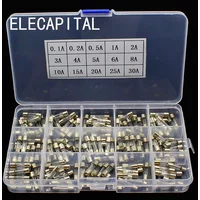 15Kinds 150pcs 5*20 Fast-blow Glass Tube Fuses Car Glass Tube Fuses Assorted Kit 5X20 with Box fusiveis 0.1A-30A Household Fuses
